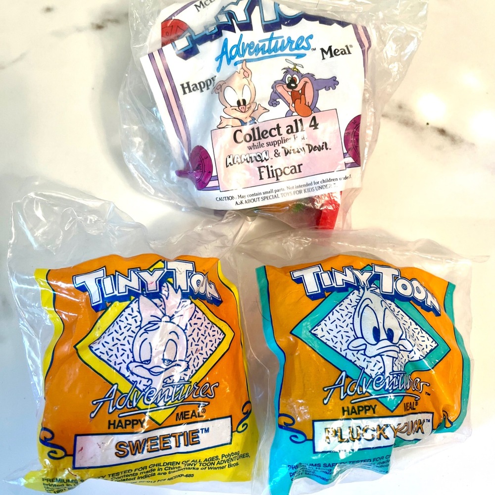 Tiny Toon Adventures Happy Meal Toys Warner Bros 1990s Collectible Set of 3 NEW